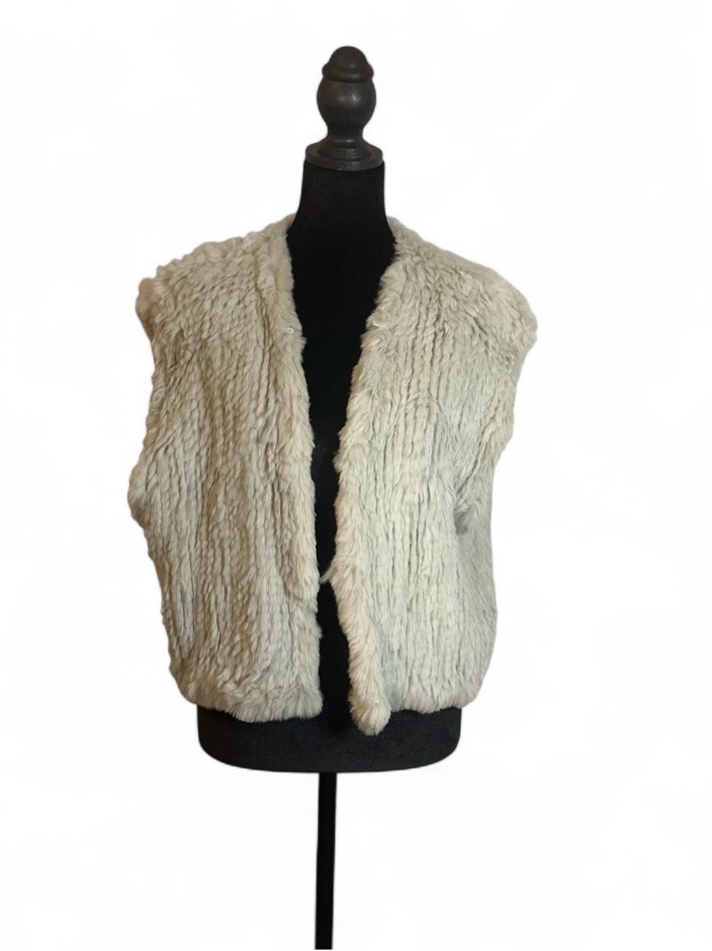 Che-Bella White Genuine Rabbit Fur Vest